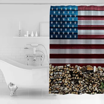 Americká Vlajka palivové Drevo Nepremokavé Sprchový Záves s Hákom pre Domáce Dekorácie Kúpeľňa Dodávky