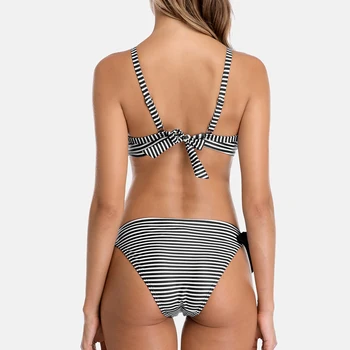 Anfilia Ženy Bikini Set Stripe Plavky Kríž Z Plavky Strappy Plavky Plážové Oblečenie