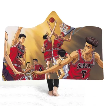 Anime Basketbal Športovec Hoodie Deka Chlapci Nositeľné Plyšové Hodiť Deka Kancelária Travel Sherpa Fleece Deka na Gauč Posteľ Vlastné