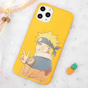 Anime Naruto Uzumaki Telefón Prípade Candy Farby Žltá pre iPhone 11 12 pro XS MAX 8 7 6 6 Plus X 5S SE 2020 XR