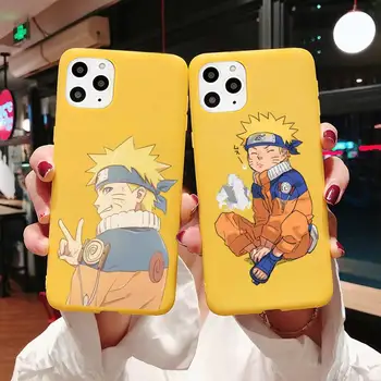 Anime Naruto Uzumaki Telefón Prípade Candy Farby Žltá pre iPhone 11 12 pro XS MAX 8 7 6 6 Plus X 5S SE 2020 XR