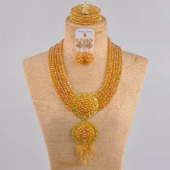 Aqua modrá afriky šperky set crystal náhrdelník nigérijský svadobné šperky sady pre ženy 6CLS01