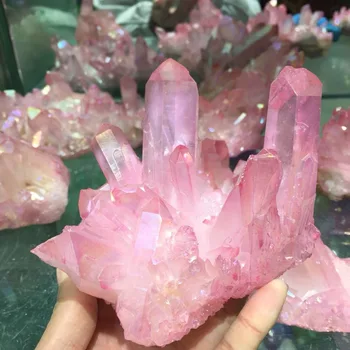 Asi 400g krásne ružové elektrolyticky pokrývajú Crystal drahokam klastra bod, meditácie, reiki liečenie kameň domáce dekorácie veľkoobchod
