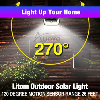 Auoyo Solárne Senzorové Osvetlenie LED Vonkajšie Osvetlenie 65 KLASU Svietidlá IP65 Vodeodolný Nástenné Svietidlá Solárne Svetlá Verande Svetlo
