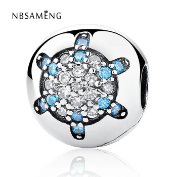 Autentické 925 Sterling Silver Korálky White Blue Crystal Bezpečnosti Zátka Charms Nosenie Náramkov & Bangles DIY Šperky