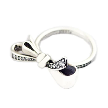 Autentické 925 Sterling Silver Ring Brilantné Luk Jasné, CZ Prstene Pre Ženy, Svadby, Módne Šperky accesorios anillos mujer