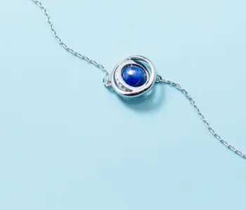 Autentické REÁLNE. 925 Sterling Silver JEMNÉ Šperky Modrý kameň do Šťastie Multi-Kruh Prívesok Náhrdelník geometrické GTLx1723