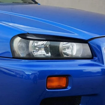 Auto Styling Svetlometu Obočie, očné Viečka Nálepky Výbava pre Nissan Skyline GTR R34 GT-T 1999 2000 2001 2002