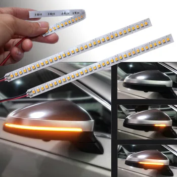 Automobilový LED spätné zrkadlo vody svetlo bar úprava streamer zase svetlo 12V skenovanie streamer žlté svetlo автомобильные