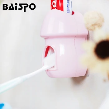 BAISPO Tvorivé Roztomilý Automatické zubná pasta Squeeze kúpeľňové Doplnky Rodiny Nastaviť Wall Mount zubná pasta Držiteľ Rýchlo Dávkovač