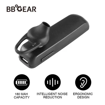 BBGear 180mAh Veľkú Kapacitu Bluetooth Headset pre Mobilný Telefón Ucho Bezdrôtové Slúchadlá w/Mic hlasité Telefonovanie pre Vodičov