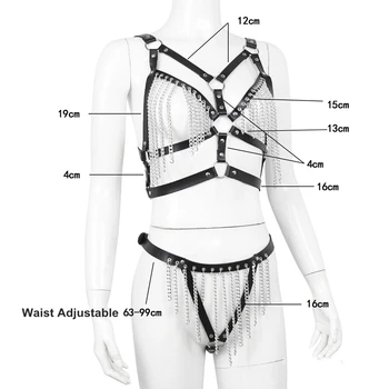 BDSM Otroctva Kožený Set S Žehlička Reťazca priehľadné Šaty Páry Erotické Šaty, Oblek Sexuálne Hračky pre Ženy