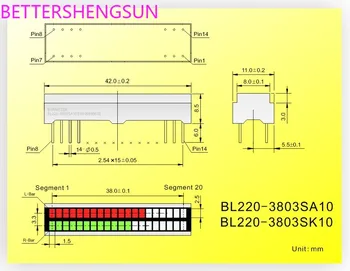 BL220-3803S factory priamy predaj 40 segment 38 mm dlhé žltá zelená LED osvetlenie displeja pilier zariadenia