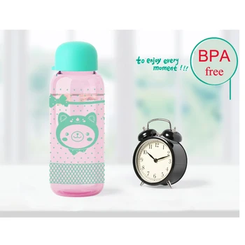 BPA Free 410ml Roztomilý Candy Farby Cartoon Vzor Plastová Fľaša na Vodu Pre Dospelých, Deti, Kuchynské Doplnky Doprava Zadarmo