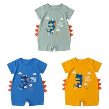 Baby Chlapci, Dievčatá Romper Cartoon Dinosaura Tlač Krátky Rukáv Remienky Deti, Dievčatá, Chlapcov Jumpsuit Novorodenca Oblečenie Romper 0-2 Rokov