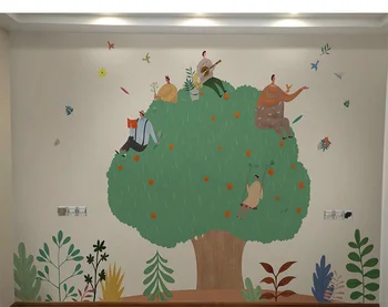 Bacaz Najnovšie 3d Abstraktné Cartoon apple tree foto nástennú maľbu pre Deti Izba Mš 8d nástennú maľbu, Tapety nástenná maľba Dekorácií