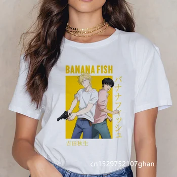 Banán Ryby Zábavné Japonskom Anime T Shirt Ženy Manga Unisex Streetwear Bežné Krátke Rukáv Tričko Harajuku Karikatúra Tlače T-shirt