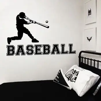 Baseball mladých športovcov Hráč Stenu, Vinylové Nálepky Baseballového Klubu Dekor Atletický Dievčatá Siluetu Stenu, Nálepky Vymeniteľné nástenná maľba AZ982