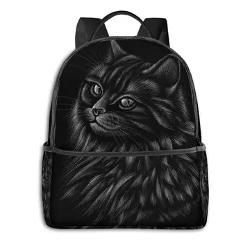 Batoh Školské Tašky pre Dospievajúcich Roztomilý Black Cat Hlavu Cestovné Tašky Štýl Späť Pack kórejský Roztomilý Batoh