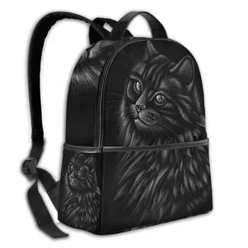 Batoh Školské Tašky pre Dospievajúcich Roztomilý Black Cat Hlavu Cestovné Tašky Štýl Späť Pack kórejský Roztomilý Batoh