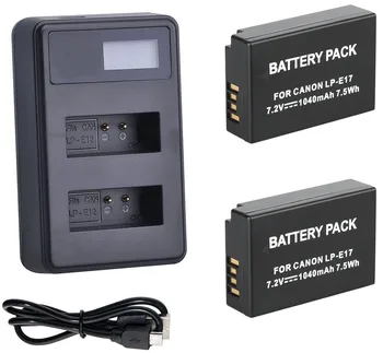 Batérie (2-Pack) + Nabíjačka Pre Canon LP-E17, LPE17, LCE17, LC-E17E