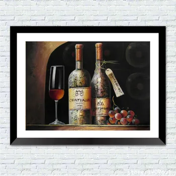 Bavlna bez rámu stále života fľaša červeného vína plátno potlače olejomaľba tlačené na bavlnené domov wall art dekorácie, obrázky