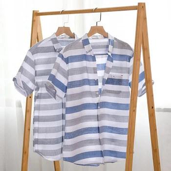 Bavlna lete stripe tričko mužov krátky rukáv značky košele pre mužov, ležérne módne tričko pánske košieľka overhemd