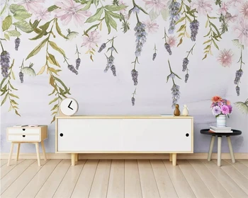 Beibehang 3D photo vlastné nástenné tapety Nordic jednoduché malé čerstvé zelené listy kvetinový akvarel štýl pozadia na stenu