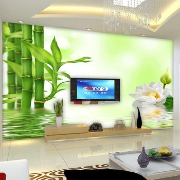 Beibehang 3D stereoskopické lotus bambusové tapety Nepremokavé domova KTV bar strop veľké nástenné samolepky na stenu papiera, maľovanie