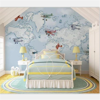 Beibehang Tapety nástenná maľba vlastné 3d fotografie domova obývacia izba, spálňa ručne maľované deti cartoon rovine morských nástenná maľba