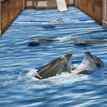 Beibehang Vlastné Foto Tapety nástenná maľba na Stenu-Nálepky Jasné morskej vody Dolphin Kúpeľňa Chodba Uličkou 3D Poschodí abstraktných de parede
