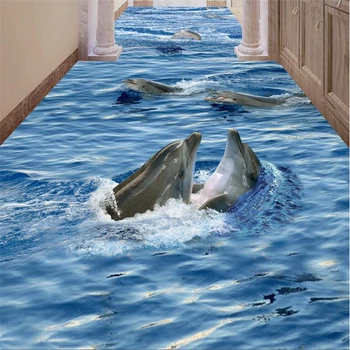 Beibehang Vlastné Foto Tapety nástenná maľba na Stenu-Nálepky Jasné morskej vody Dolphin Kúpeľňa Chodba Uličkou 3D Poschodí abstraktných de parede