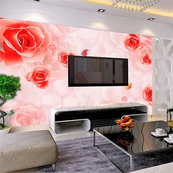 Beibehang tapety, flash striebro handričkou Obývacia izba, spálňa pozadie romantické ružové ruže veľké nástenné tapety abstraktných de parede