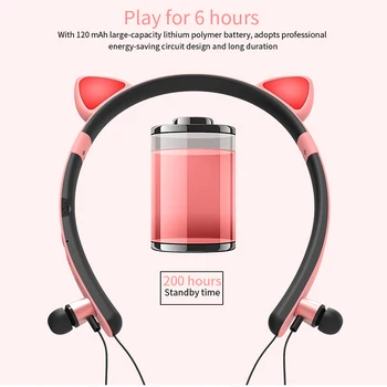 Bezdrôtové Žiariace Mačka Ear Slúchadlá Stereo Bluetooth 5.0 Slúchadlá Hifi Music Headset S Mikrofónom Športové Slúchadlá Pre Pad Telefón