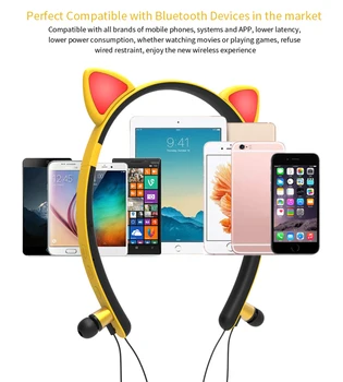 Bezdrôtové Žiariace Mačka Ear Slúchadlá Stereo Bluetooth 5.0 Slúchadlá Hifi Music Headset S Mikrofónom Športové Slúchadlá Pre Pad Telefón