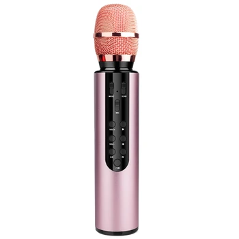 Bezdrôtový Mikrofón Dual Reproduktor Kondenzátora Bluetooth Karaoke Reproduktor Mikrofón pre Karaoke/Spev/Cirkev/Reči Ružová