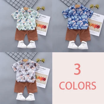 Bežné Batoľa Oblečenie Baby Boy Letné Oblečenie Novorodenca Chlapec Oblečenie Set Športové tričko+ krátke Nohavice Obleky Listy Tlač Oblečenie