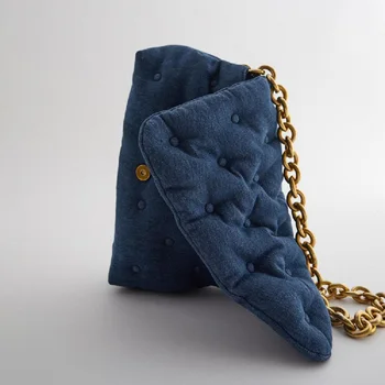 Bežné Žien Taška Dizajnér Retro Chain Bag Žien malé kabelky Modré Džínsy Taška Pre Ženy Retro Tašky Pre Ženy