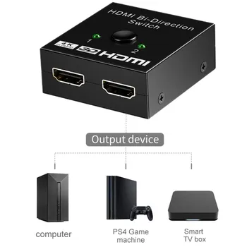 Bi-Smer HDMI 2.0 Kábel Prepnite Prepínač Splitter Hub Adaptér Plug And Play