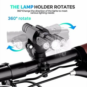 Bicykel Predné & Zadné Svetlo Nastavenie USB Nabíjateľné 360 Stupňov Rotácie Bicykli Svetlometu s 4 Svetelné Režimy