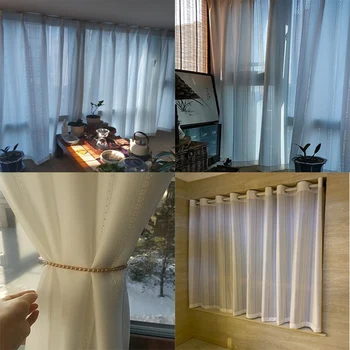 Biela Duté Gázy Záves Izolácia opaľovací Krém Okno Obrazovka Silnejšie Svetlo Ppaque Japonský Štýl Tylu pre Obývacia Izba MY502#4