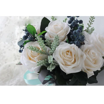 Biela Zelená Bridesmaid, Svadobné, Umelé kvety, Pivónia Listy Lesných Svadobné kytice Páse s nástrojmi Falošné Svadobné kytice de noiva