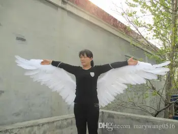 Biele pierko krídlo diabol, anjel Halloween krídla pódium model veľké hrať dovolenku strany mužov krídla Strany Rekvizity
