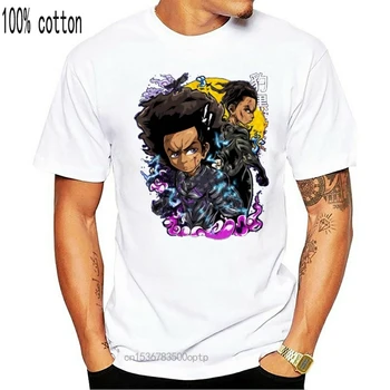 Black Panther Riley Huey Freeman Boondocks T Shirt Novinka Karikatúra Človeka T-Shirt