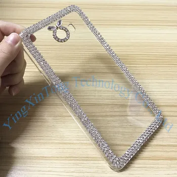 Bling Drahokamu obal Pre Samsung Galaxy C9 Pro E7, C5 Prípadoch Luxury 3D Ručné Diamantový Lesk Crystal Pevného PC Jasné Zadný Kryt