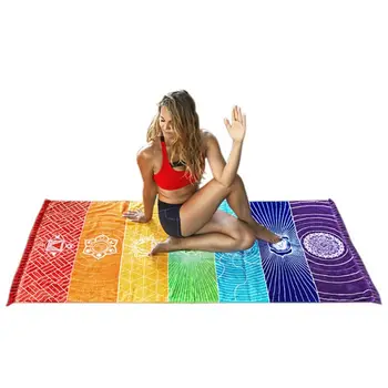 Bohemia Stene Visí India Mandala Deka Farebné Gobelín Rainbow Pruhy Cestovné Letnú Pláž Uterák Yoga Mat