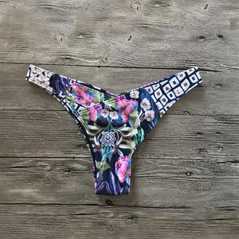 Brazílske Bikini 2019 Plavky Ženy Kvetinový Tlač Plavky Žena Popruhu Remeň Uvrhnúť Krku Plávať oblek Biquini Push up Plaviek