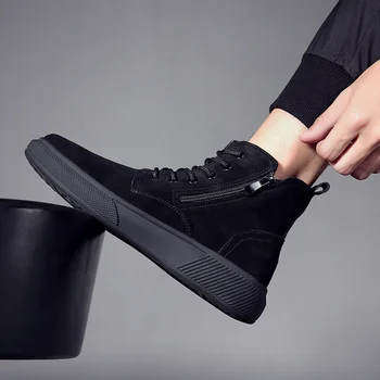British fashion mens topánky originálne kožené topánky čierne platformy boot luxusné púšti členok botas masculinas zapatos de hombre mans