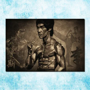 Bruce lee Čínsky Kongfu Horúce Filmové Umenie Plátno Plagát Čierny Biely Obrázok pre Izba Wall Art Decor