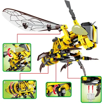 BuildingBlocks Simulácia hmyzu ruku robiť bee dragonfly chlapec puzzle zmontované DIY budovy blockseducational hračky